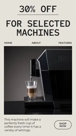 Electronic Coffee Machines Sale Product Display Instagram Story