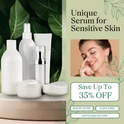 Beauty and Personal Care,Unique Serum for Sensitive Skin, template for Instagram post design