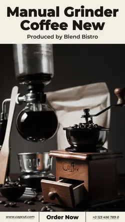 Manual Grinder Coffee New Product Display Instagram Story Cream Black Minimalist