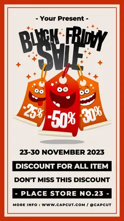 Black Friday Sale Promotion Product Social Media Story Red Whit Retro Funny Style