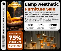 Lamp Aesthetic Funiture Sale Promotion Facebook Post Black White Brown Modern