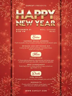 Happy New Year Meal Course Menu
