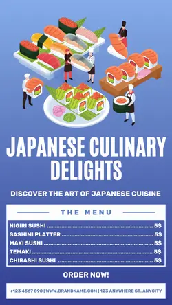 Japanese Food Menu Product Display Social Media Story Flat Modern Style