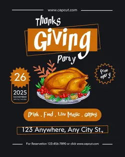 Thanksgiving Party for Instagram Post