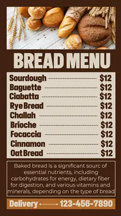 Food Baked Bread Menu Instagram Story