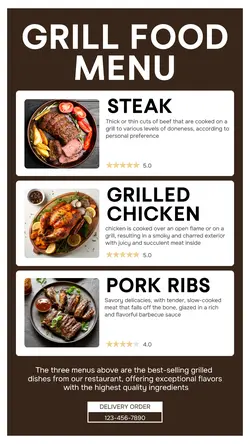 Grill Food Menu Instagram story