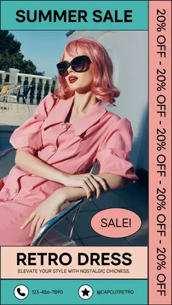 Pink & Blue Retro Fashion Summer Sale Instagram Story
