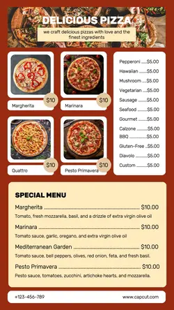 Food Delicious Pizza Menu