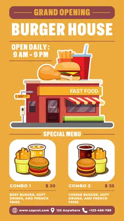 Burger House Menu Poster Promotion TikTok Post