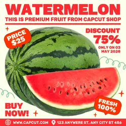 Watermelom Promotion Instagram Post White Red Modern Flat