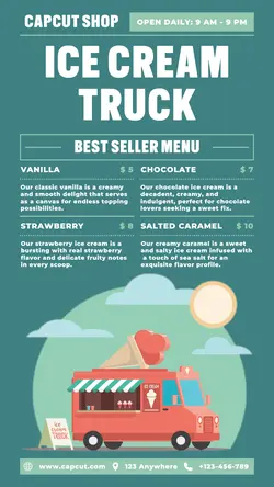 Ice Cream Truck Menu Poster Promotion TikTok Post