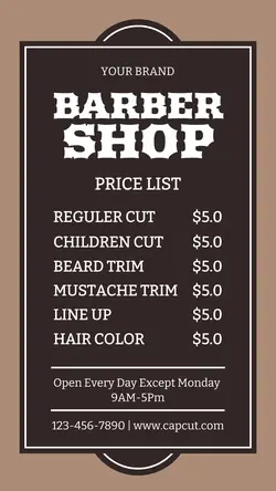 Barber Shop Price List Instagram Story