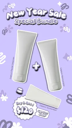 Beauty Product Bundle Sale Instagram Story Purple Cute
