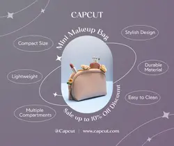 Fashion Mini Makeup Bag Sale Facebook Post White Purple Minimalist