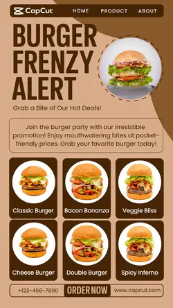 Burger Frenzy Alert Food Promotion Instagram Story