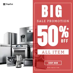 Electronic Discount Promotions Post Story Red and White