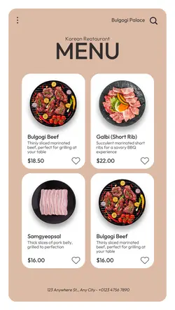 Korean Food Menu Instagram Story