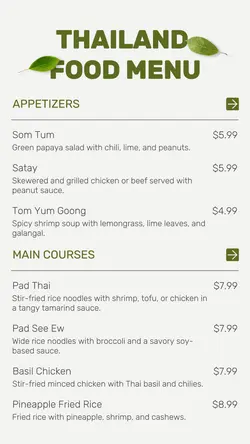 Food Thailand Food Menu Instagram Story