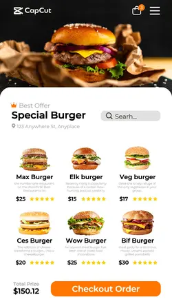 Foodd Burger Menu Page