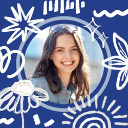 Non-Marketing Instagram Profile Photo White Blue Doodle Art