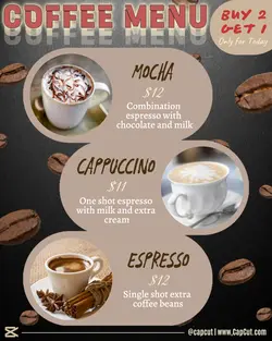 Coffee Menu Instagram Post Brown Black Cream