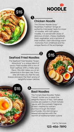 Food and Beverage Noodle Menu