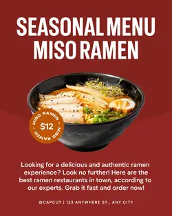 Red Modern Ramen Promotion Instagram Post