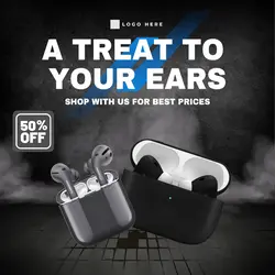 Electronics Earphones Sale Instagram Post Black Simple