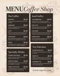 Food Coffee Shop Menu