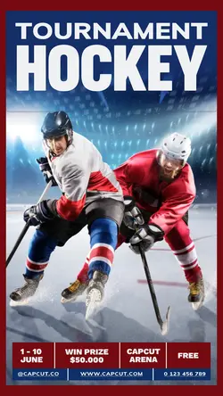 Sport Tournament Hockey Instagram Story Red Blue Modern