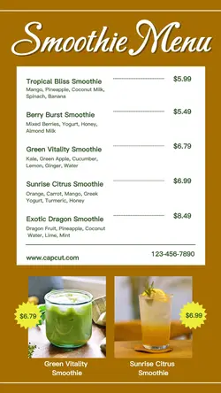 Smoothie Menu Instagram Story