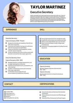 Business Resume Executive Secretary