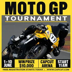 Sport MotoGP Tournament Instagram Post Yellow Black FLat Modern