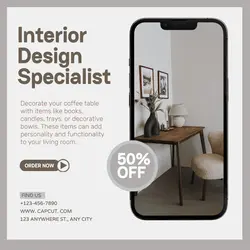 Flat design minimal interior design specialist instagram post