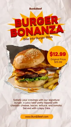 Food Promotion Burger Sale Tiktok Red and Yellow