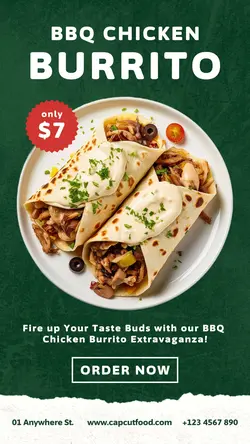 BBQ Chicken Burrito Promotion for Instagram Story