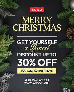 Black Gold Christmas Discount Banner Instagram