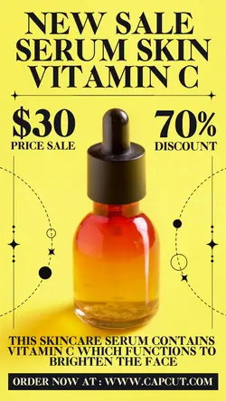 New Sale Serum Skin Vitamin C Promotion Instagram Story Yellow Minimalist