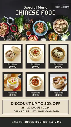 food and beverage chinese food menu instagram story