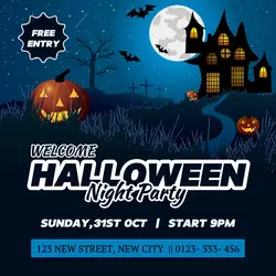Welcome Halloween Night Party Instagram Post