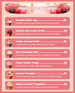 Sweet Cupcake Menu