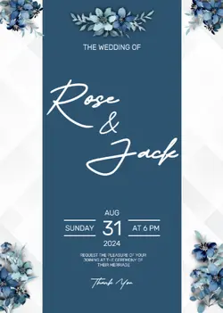 Non-marketing Invitation Blue Flower Minimalist