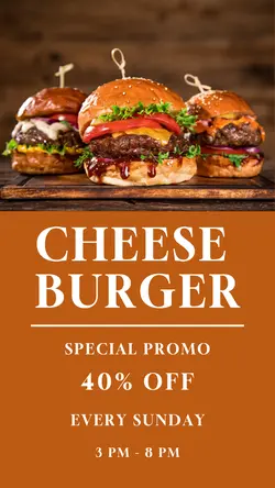 Food and Beverage Cheese Burger Sell Instagram Story Post