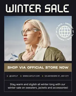 Black Modern Winter Fashion Sale Instagram Post