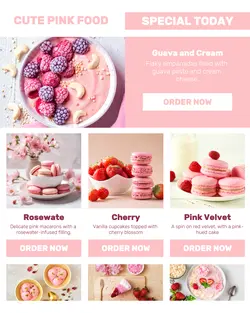 Cute Pink Food Menu