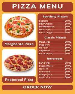 food and beverage pizza menu instagram post