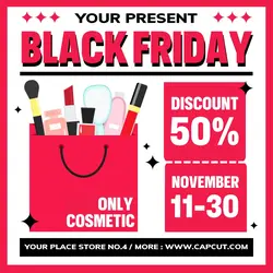 Black Friday Cosmetic Instagram Post Red Black Flat Modern