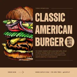 Brown Minimalist Burger Promotion Instagram Post