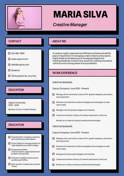 Business Resume Creative Manager