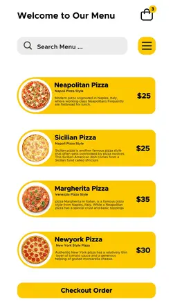 Pizza Menu Page